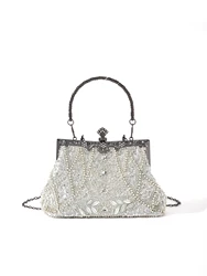 vintage trend Heavy industry embroidery flower beaded hand-held evening bag for party，wedding