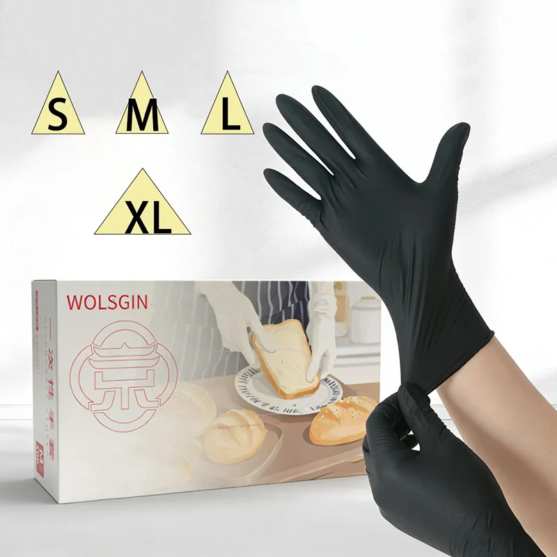 Blue/White/Black Disposable Synthetic Nitrile Gloves, Food-Grade Household Gloves, Suitable for Food Handling, Cleaning.