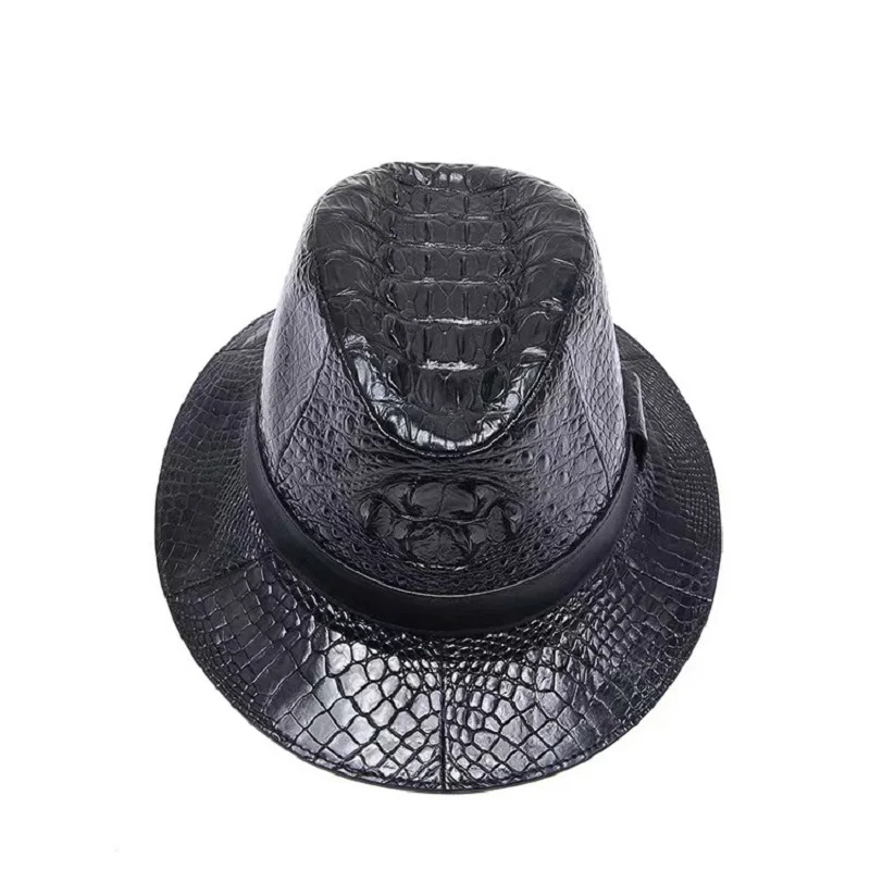2025 new arrival crocodile skin cap Genuine leather sun hat AL007