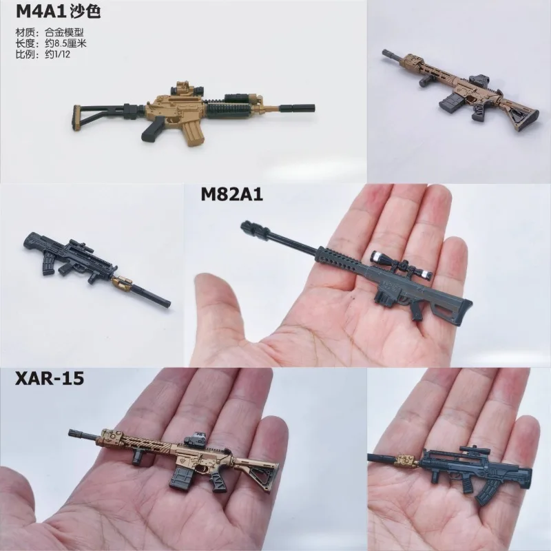 1/12 Scale Alloy Mini Arms M4A1 AKM Rifle Pistol Soldier Doll Gun Model for 6inch Toy Figures Figma Shf6 Body Accessory