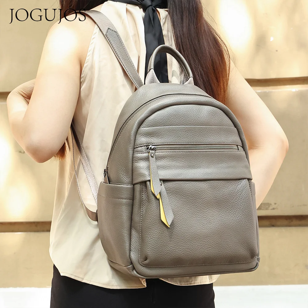 

JOJUJOS Genuine Leather Women Backpack Soft Cow Leather Backpacks High Quality Shoulder Bag Ladies Cowhide Travel Daily Daypack