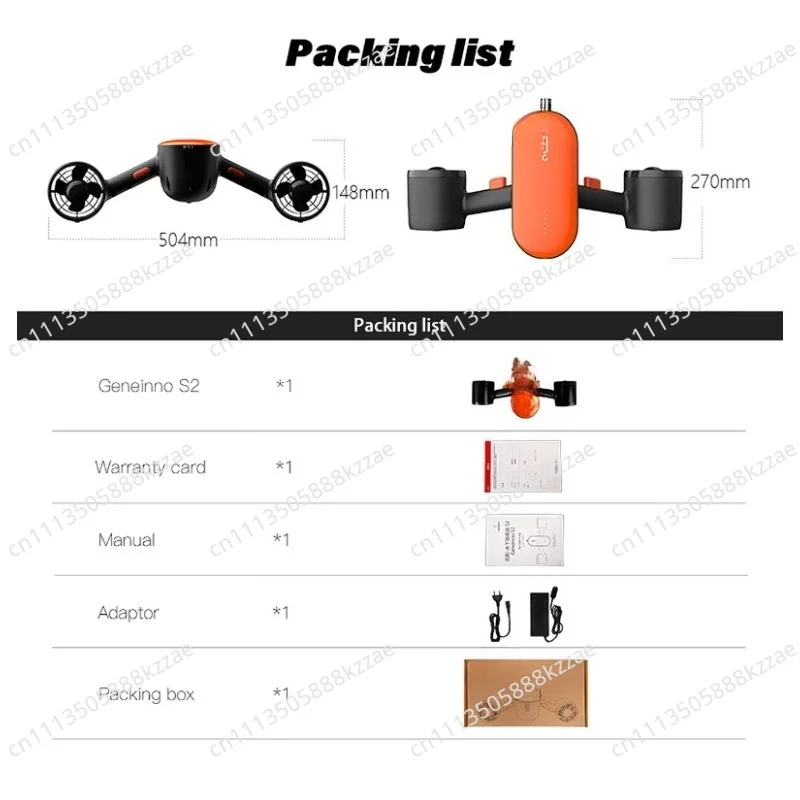 Dual Propeller Sea Scooter 1.2m/s Underwater Scooter IP68 Waterproof Dive Equipment for Snorkeling Scuba Diving