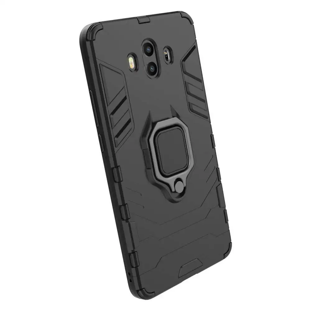 For Huawei Mate 10  Phone Case, Silicone TPU and Hard PC Luxury Armor Shockproof Metal Ring Holder Cover Casing