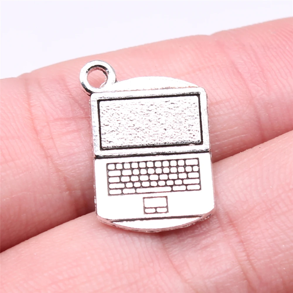 WYSIWYG 10pcs 21x13mm Antique Silver Color Computer Charms 3D Charms Pendant For Jewelry Making Laptop Pendants Charm