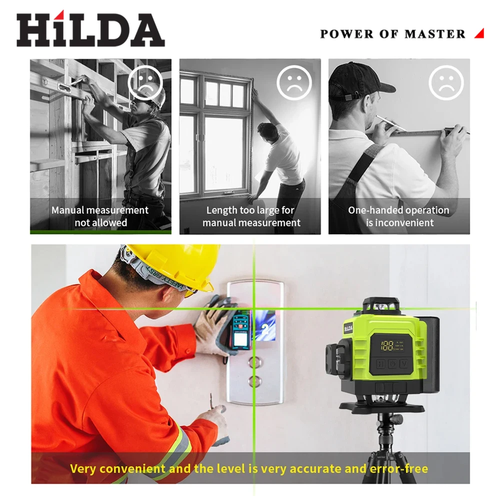 HIlDA 4D 16 Lines Green Laser Horizontal 360 Self Leveling Vertical and Horizontal Strong Green Beam Optical Instrument