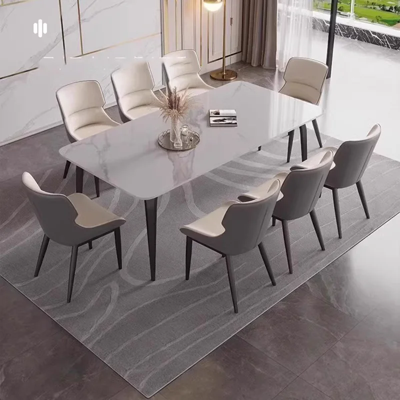 Modern Minimalist Dining Table Rectang Grey Nordic Vintage Dining Table Luxury Chairs Conjuntos De Sala De Jantar Furniture