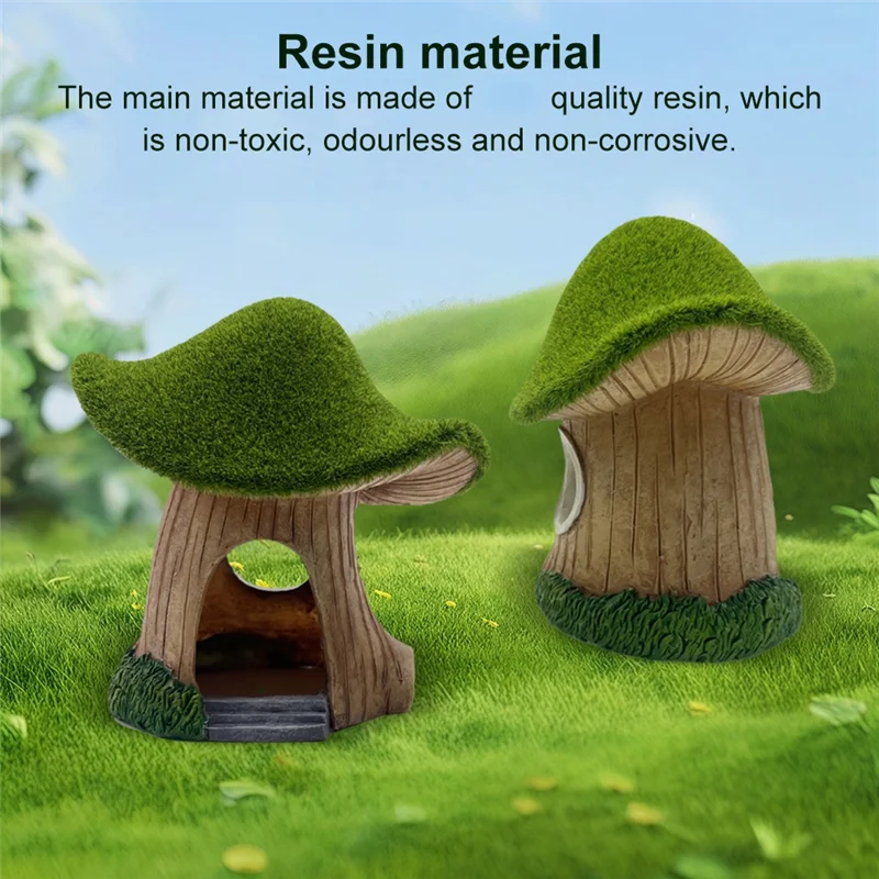 ABZV-Shrimp Hideout Shelter For Mini Aquarium House Resin Fish Tank Caves Mushroom Hut Landscape Fish Cave For Small Fish