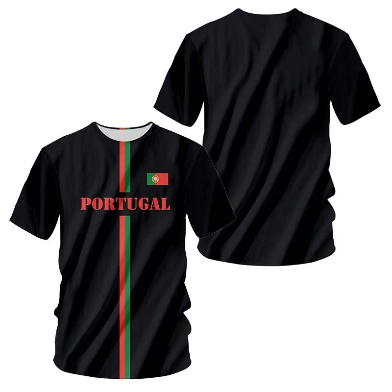 Portugal Flag National Emblem 3D Print T-shirt Summer Men O-Neck Short Sleeve T Shirts Oversized Streetwear Man Kids Tees Tops