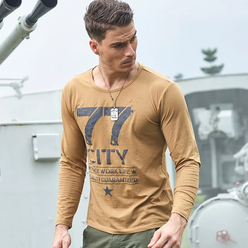 New Fashion Casual Spring Autumn For Man Real Star Letter Cotton O-Neck Comfortable 3 Colors Select LT77