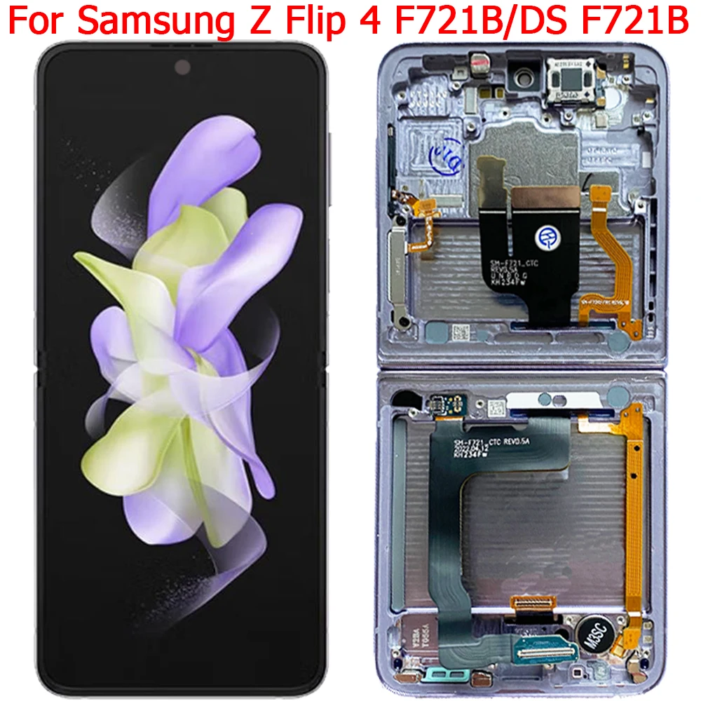 Z Flip 4 Inner Screen F721B F721U LCD Display For Samsung Z Flip 4 Inner Screen LCD Display With Frame Parts