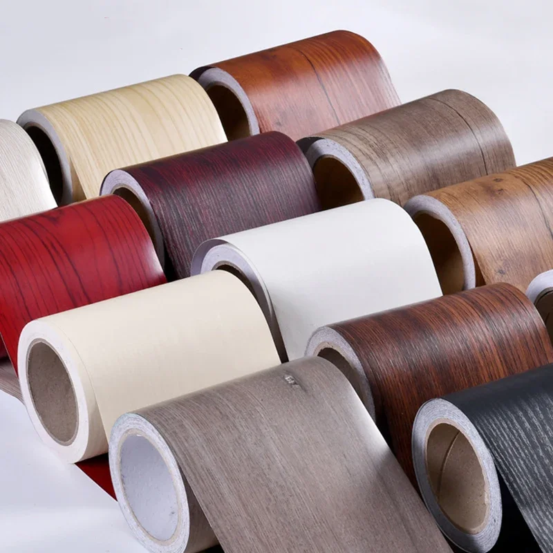 

10M/Wood Grain Tape Furniture Renovation Repair Duct Tape Furniture Renovation Adhensive Skirting Waist Line Floor Stickers