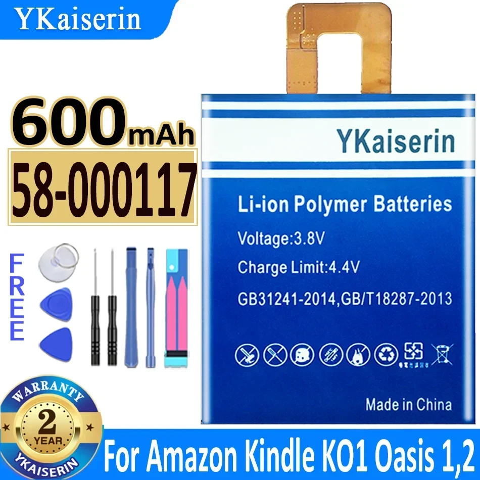 600mAh  YKaiserin Battery 58-000117 for Amazon Kindle KO1 Oasis 1,2 Replacement Battery Bateria