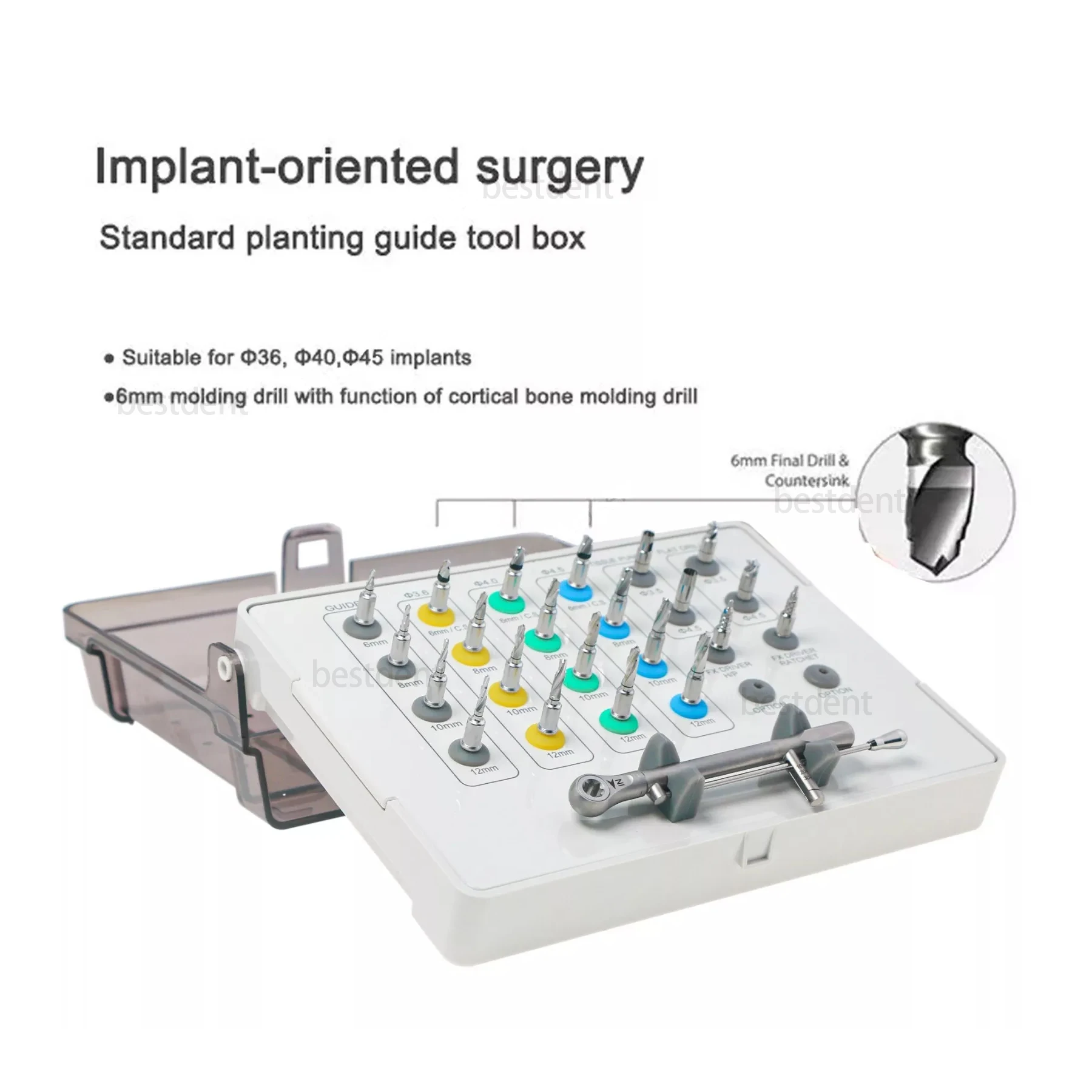 

Dental Implant Surgical Guide Kit Drill Positioning Guide Plate Ring Tools Box