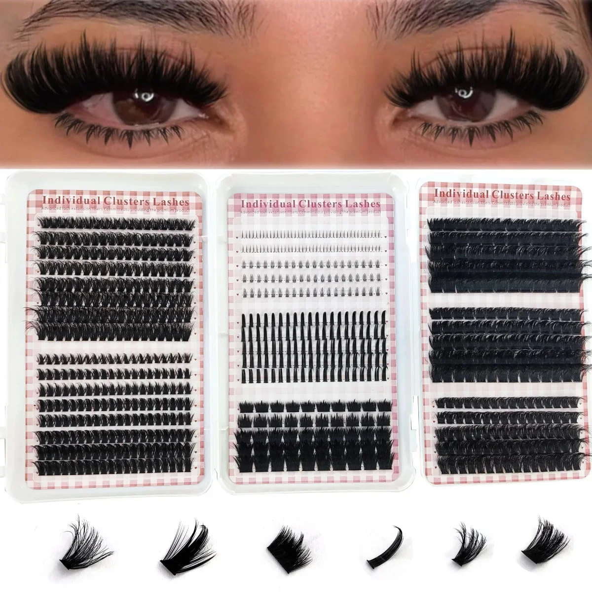 HBZGTLAD 200D-60D Volumen-Wimpernbüschel mit Spitzenenden, 5D Flauschige Wimpernbüschel, Manga-Wimpern, Einzelne Wimpernbüschel, Verlängerte Wimpern – Detail 1