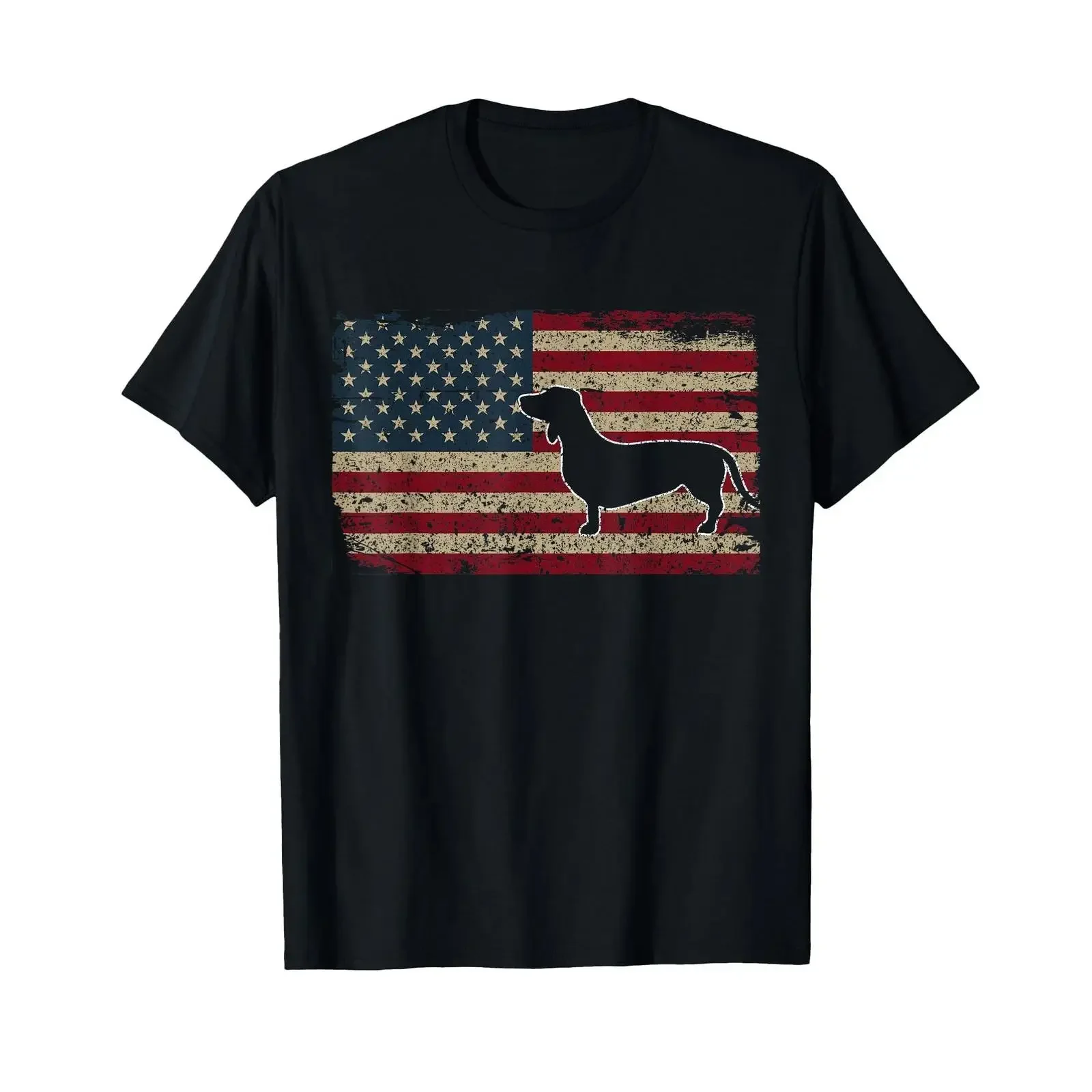 T Shirt Dackel Amerika Flagge patriotisch Weiner Hund Geschenk Small schwarz vintage Washed streetwear designer clothes fashion