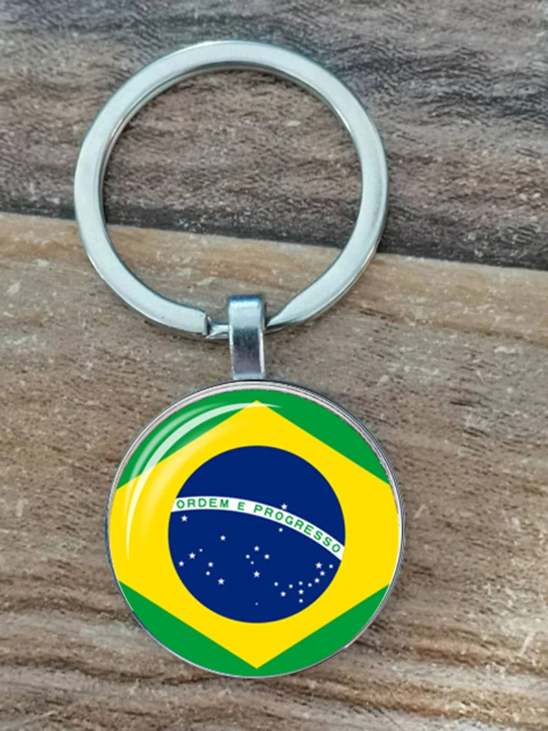 South American National Flag Keychain Brazil Chile Argentina Peru Colombia National Flag Metal Keychain Tourism National Souveni