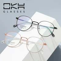 OKH-gafas redondas ultraligeras de alta calidad, monturas de titanio para mujer, gafas graduadas para miopía, gafas de lectura