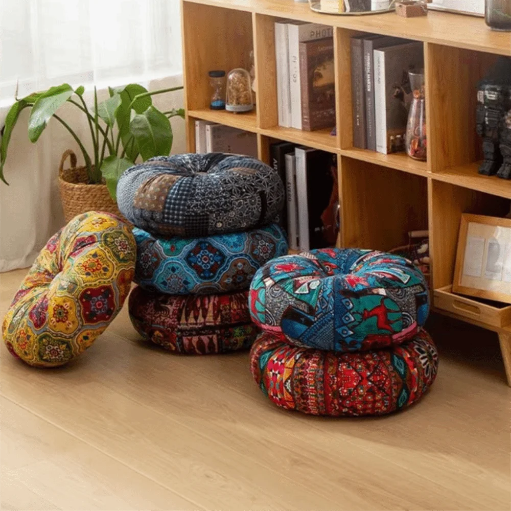 Multi-functional Round Bohemia Style Meditation Cushion PP Cotton Filling Thickened Floor Pillow Soft Colorful Futon Yoga