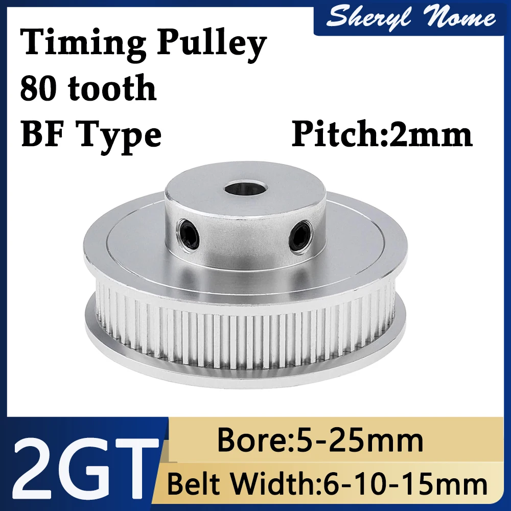 Aleación de aluminio de alta calidadGT2M 80 dientes sincronización polea de correa síncrona ancho 6/10/15mm apertura 5-25mm accesorios de transmisión