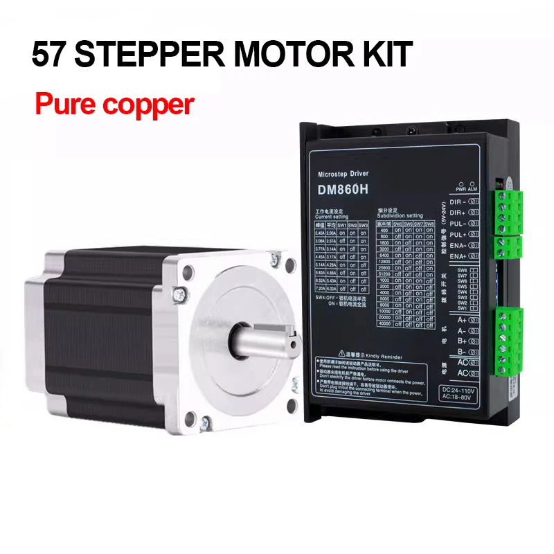 57 Stepper Motor Kit - 1.2N High Torque Stepper Motor 57BYG250B, Length 56MM, Two-phase 4-wire 3A
