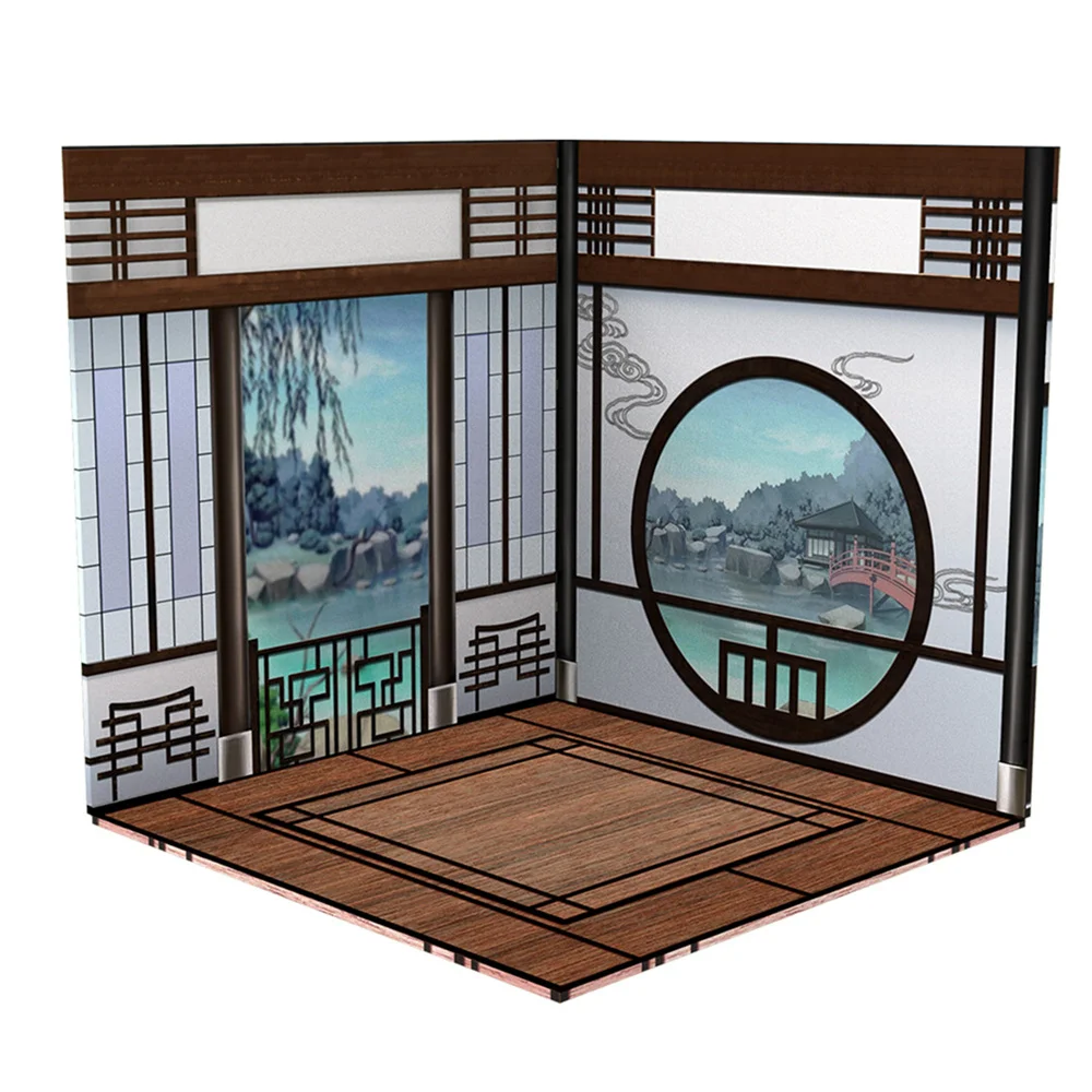 Maison de poupée de fond en PVC, scène japonaise, adaptée à obi 11, Style chinois, accessoires de scène de soldat manuel, 1/12