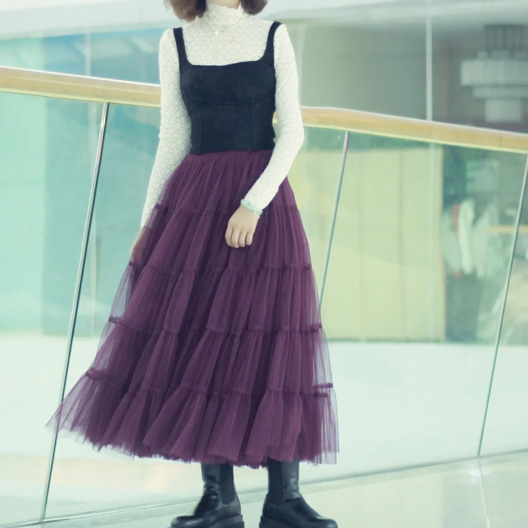 New Double gauze skirt cake temperament fairy  elastic waist bust skirt of tall waist