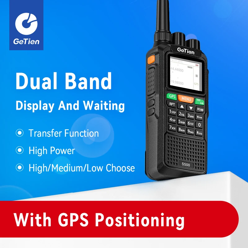 

Getien With GPS Positioning Walkie Talkie Set Long Range Receiver Ham Two Way Radios Dual band VHF UHF Professional Amateur