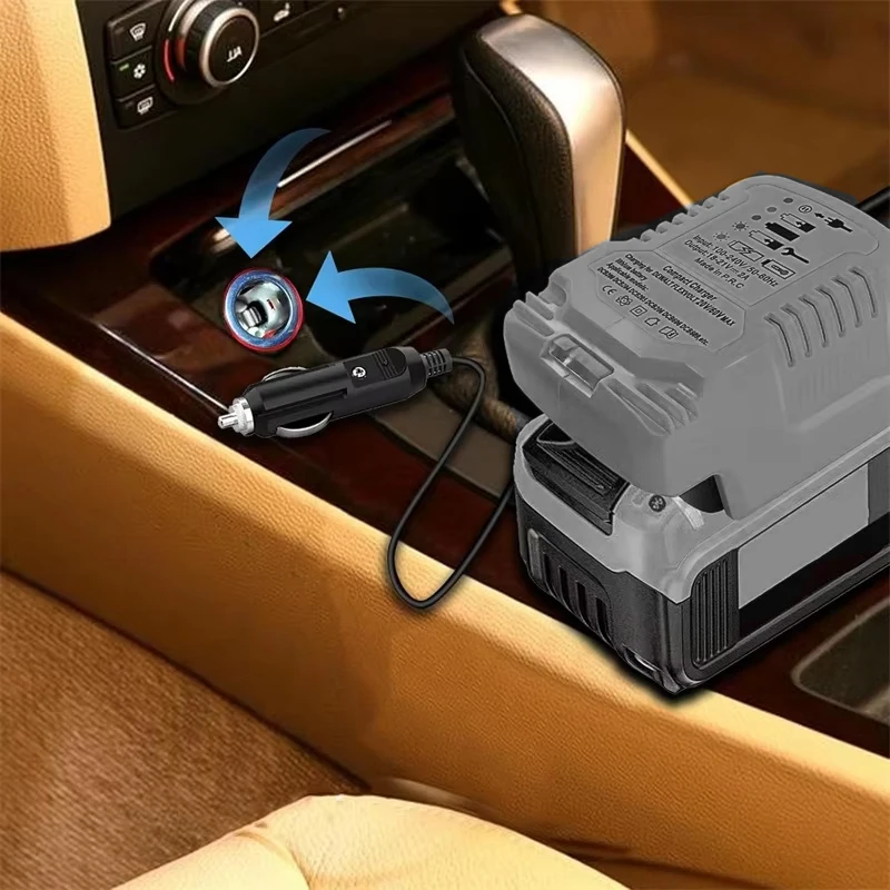 Lithium Battery Charger For Dewalt Portable Vehicle Charger with Cigarette Lighter Plug For Dewalt DCB206 DCB205 DCB204