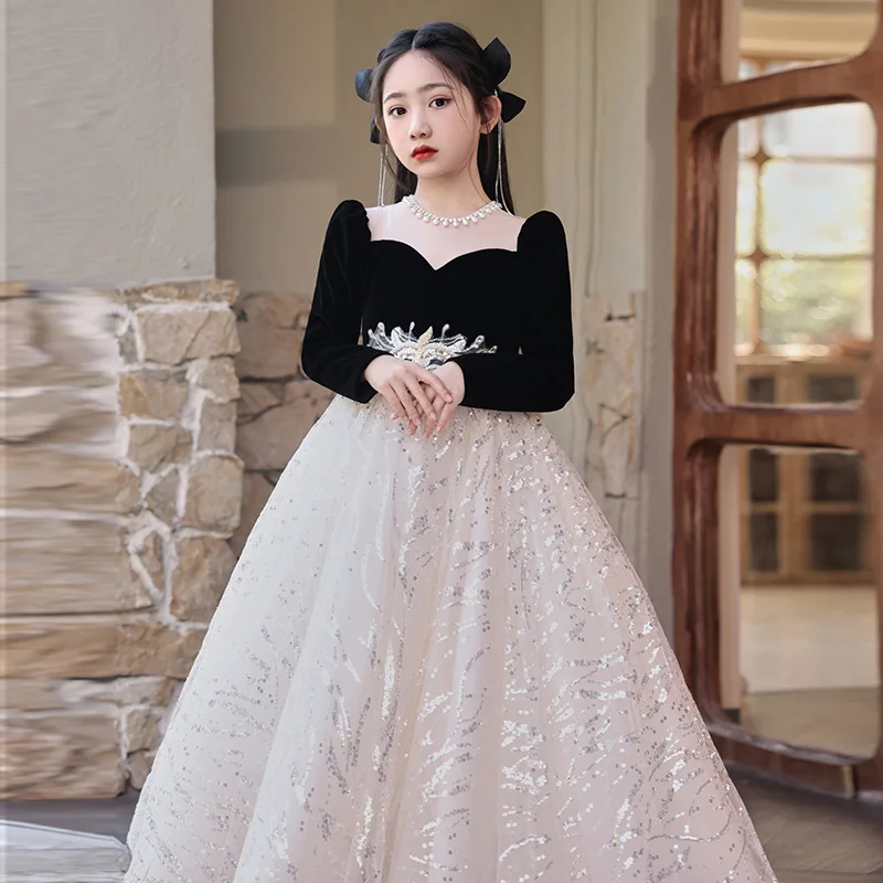 Teenmiro Children's Elegant Dress for Girls Carnival Costume for A Girl Teenagers Quinceanera Dresses Infants Sequins Ball Gowns