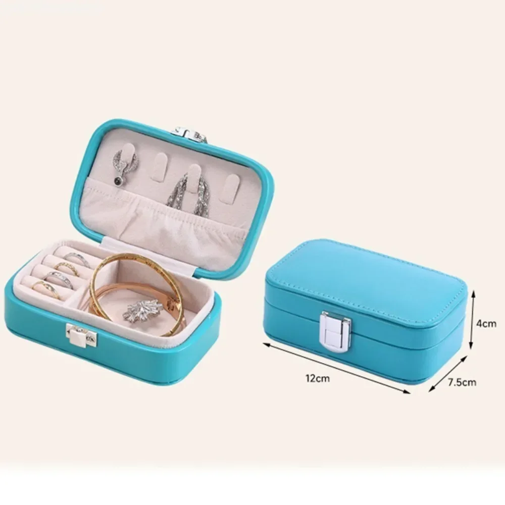 Portable Jewelry Box Jewelry Organizer Display Travel Jewelry Case Boxes Button Leather Storage Zipper Jewelers Joyero