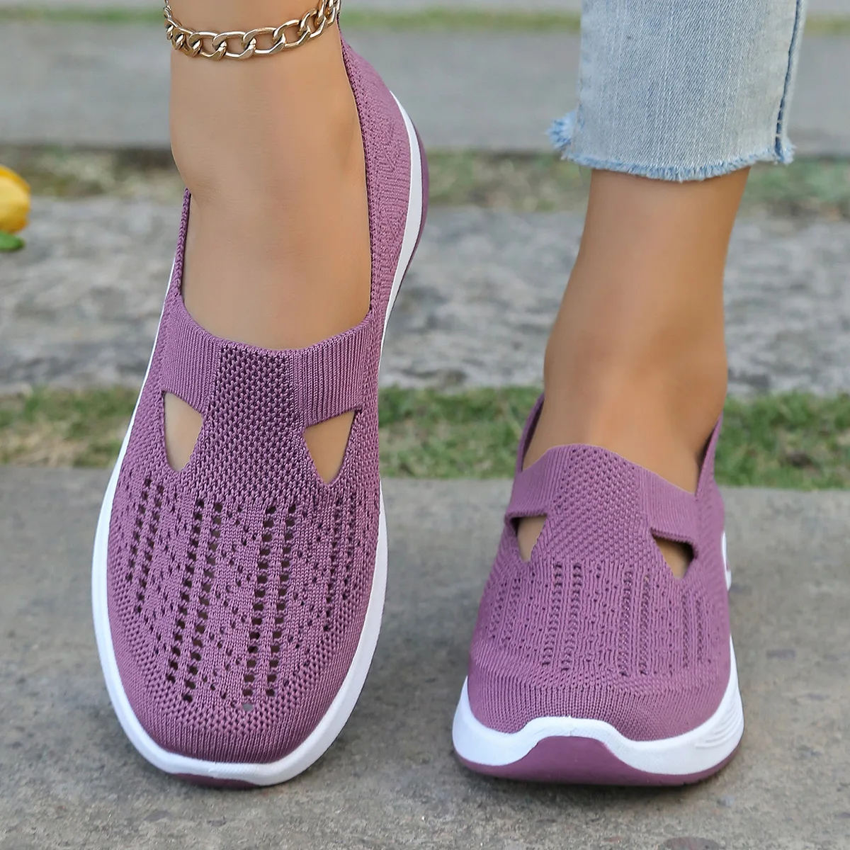 Breathable Mesh Flats Shoes for Women Comfortable Slip on Casual Shoes Woman Lightweight Soft Bottom Loafers Plus Size