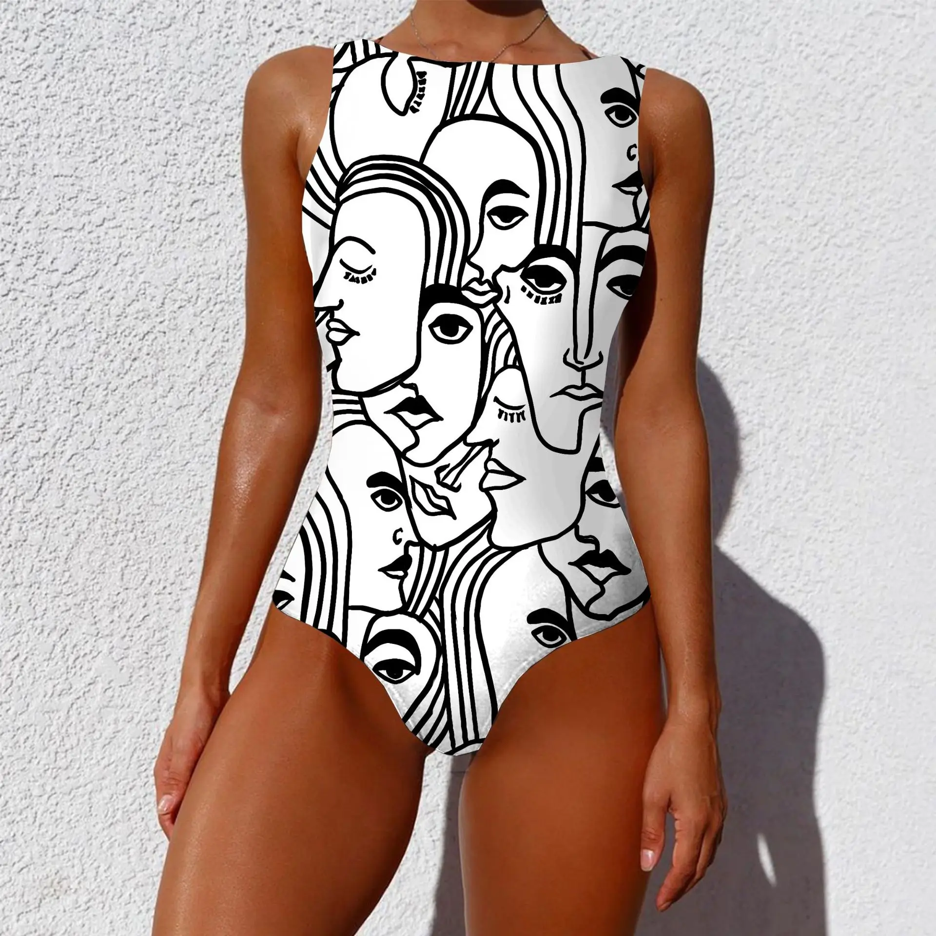 New 2023 Print One Piece Swimsuit Female Vintage Swimwear Women Bathing Suit Plus size Beachwear Brazilian Swimsuit Halter Swim