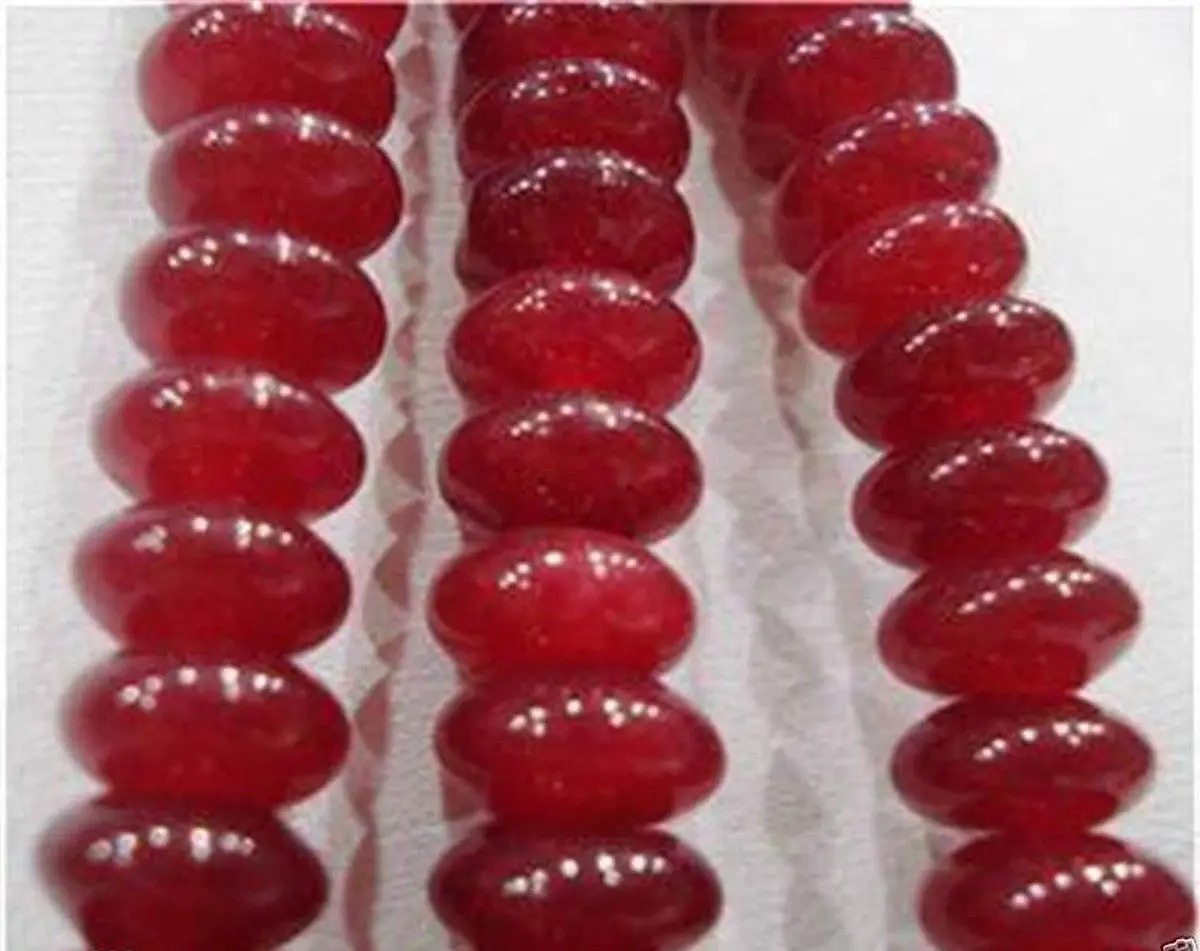 Natural 2x4/4x6/5x8mm Red Ruby Jade Gemstone Rondelle Loose Beads 15\'\' AAA