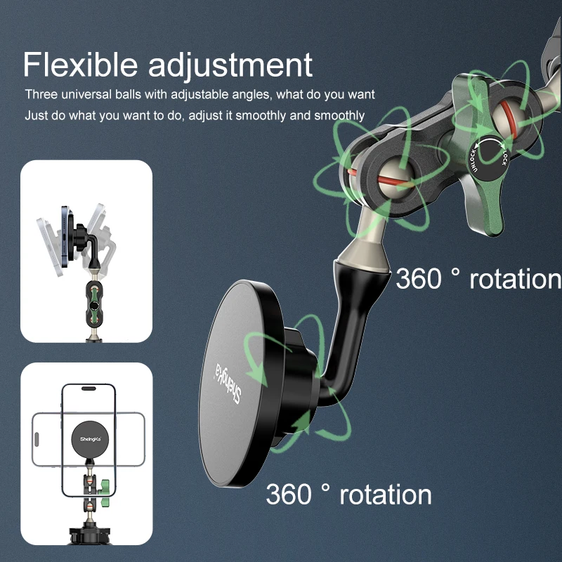 Универсальный держатель на присоске Magsafe для IPhone 14, 13, 12, вращающаяся на 360 градусов Автомобильная присоска для Insta360, X3, One, X2, аксессуары для камеры