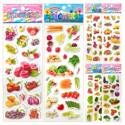 6/12 Sheets 3D Puffy Stickers Fruit Vegetable Bulk Stickers Scrapbook Decoration Birthday Festival Gifts for Adults Boy Girl ZYF