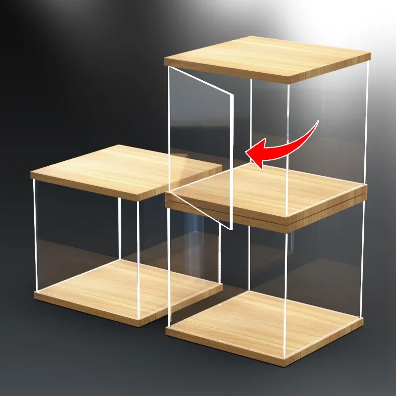 Transparent Acrylic Display Box with Door, Stackable Assembly, Dustproof Showcase for Collecting and Protection Toys,Figures