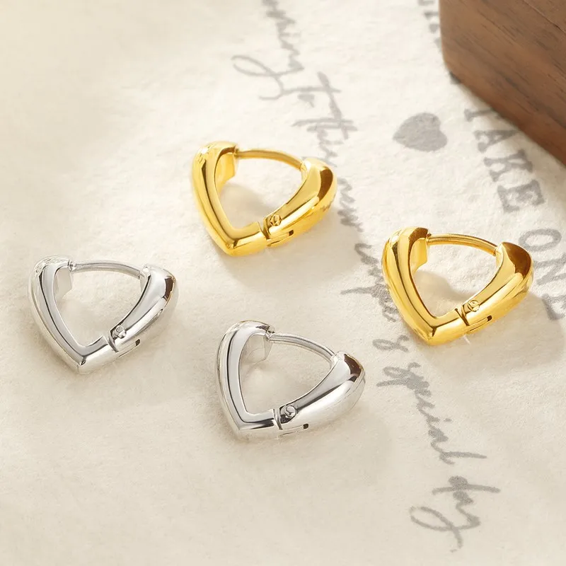 

Stainless Steel Heart Shaped Hoop Huggie Earrings for Women Girl