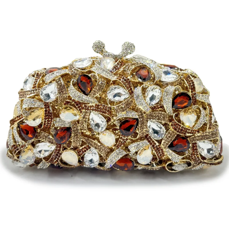 

Luxury Golden Diamond Dinner Bag Christmas Craft Gift Women's Evening Bag Wedding Party Clutch Bag silver Crystal Glass Handbag