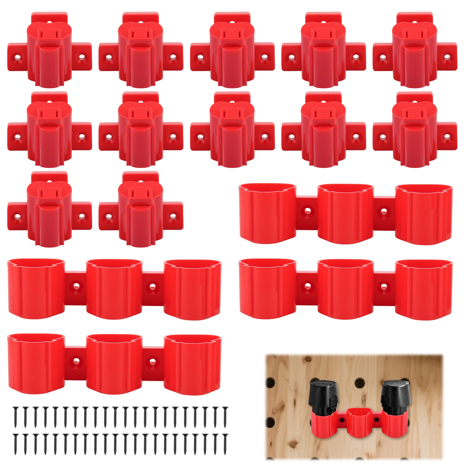 

16 Pcs Tool Battery Holder Compatible with Milwaukee M12 12V Drill Tool Hanger Power Tool Storage Wall Mount Drill Organizer