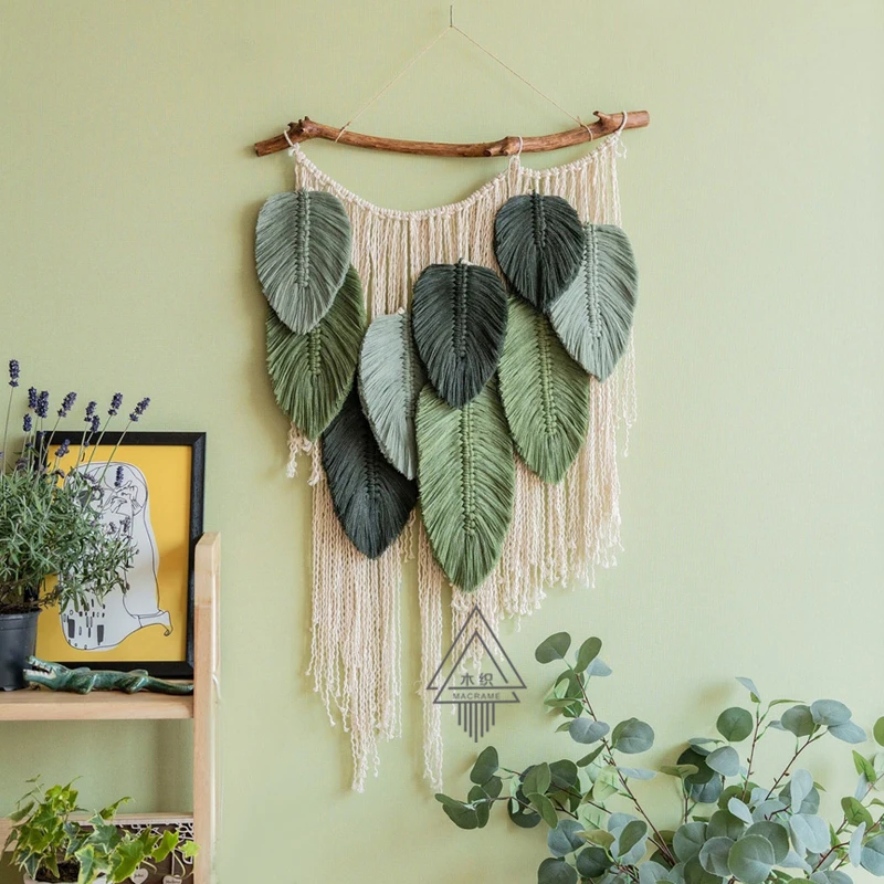 Wizard of Oz Decorative Blanket Finished Green Leaves Handwoven Art Tapestry Homestay Wall