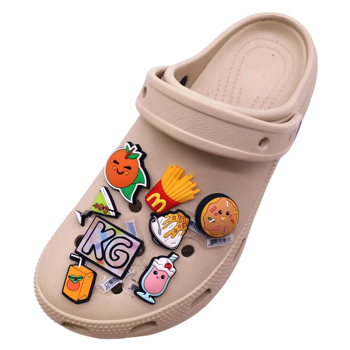 1 Pcs Food Style PVC Shoe Charms Designer Wine Sandals Upper Decorations Accessories French Fries Orange Juice Shapes Clog Clips