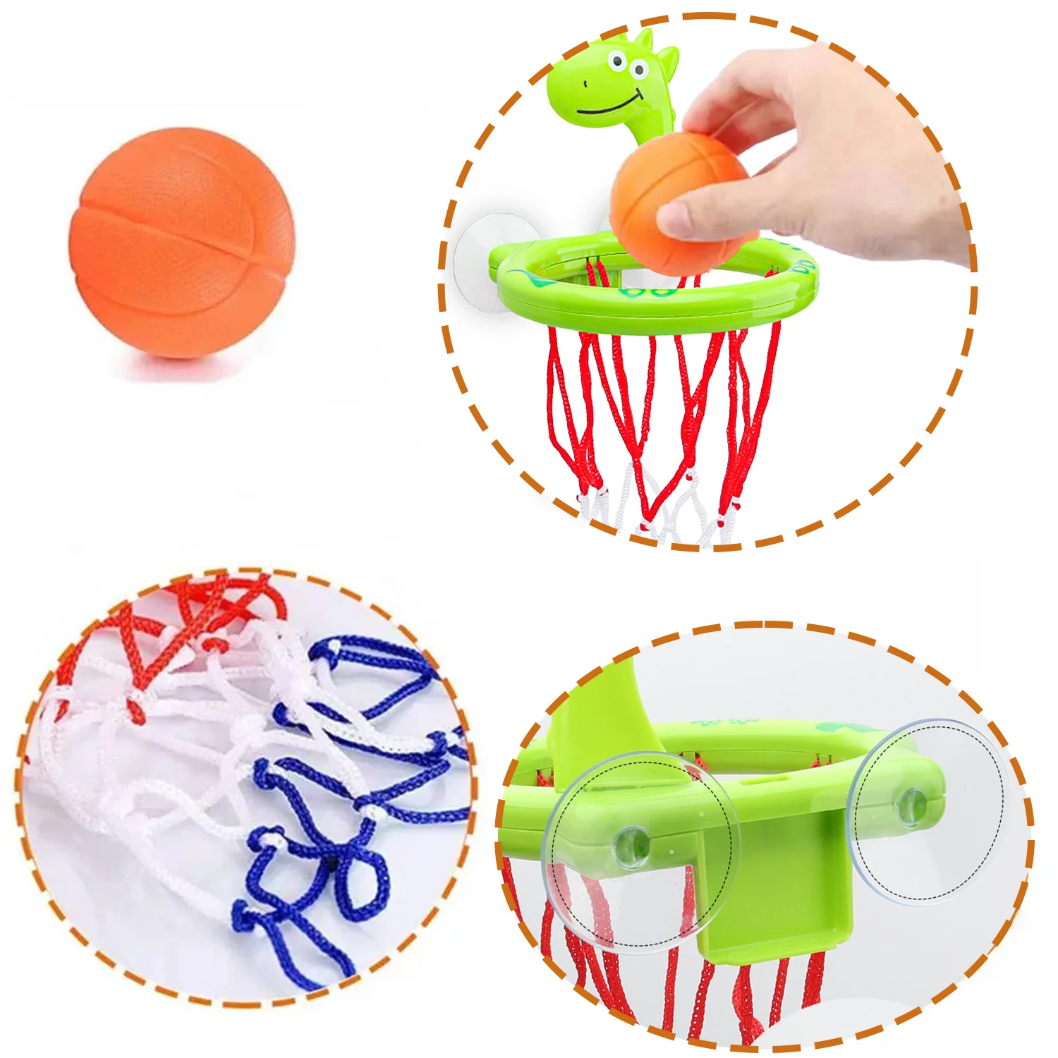 Giocattolo per il bagnetto per bambini giochi d\'acqua per bambini Set bagno vasca da bagno ventosa tiro canestro da basket con 3 palline giocattoli