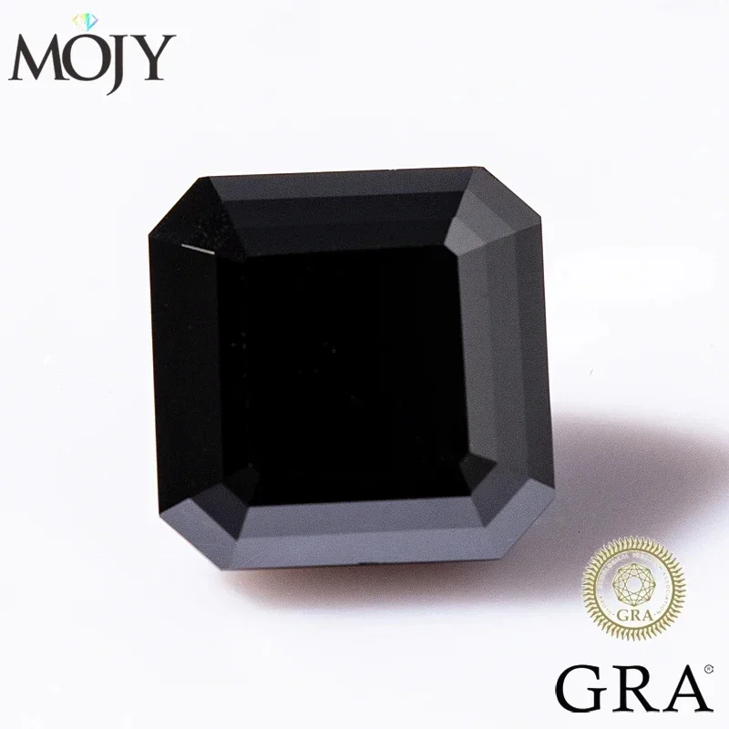 

MOJY Asscher Cut 0.5~7.0ct Black Color Loose Moissanite Stone Diamond with Certificate Pass Tester Fine Jewelry Material Gems