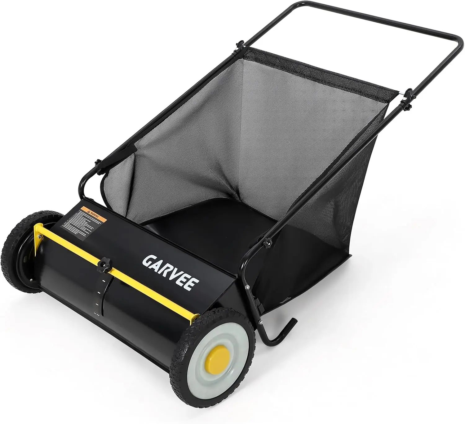 

26 Inch Push Lawn Sweeper, Leaf and Grass Collector with 7 Cu.ft Mesh Bag, 4 Spinning PP Brushes, Durable Steel Construction, Ad