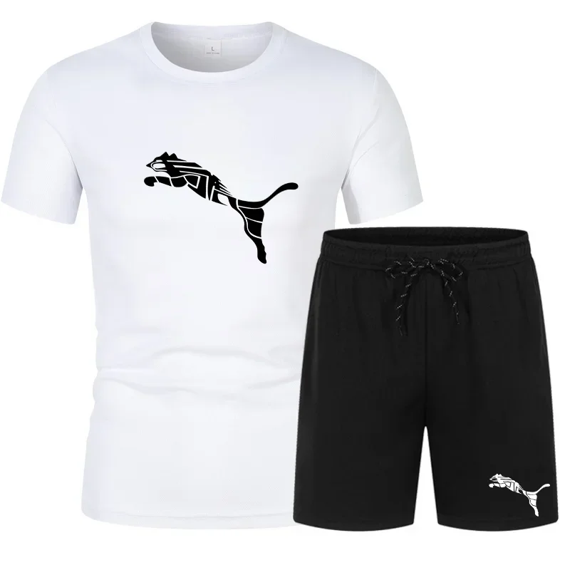 Summer Casual Pants + Short-Sleeved Shirts - Breathable and Loose Sports Outfit - Comfortable Fitness Basketball Pants