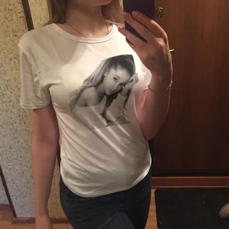 Ariana Grande Print Casual T shirt Women Ropa Tumblr Short Sleeve Harajuku Streetwear TShirt Clothes Hot Sale Tops T-Shirt