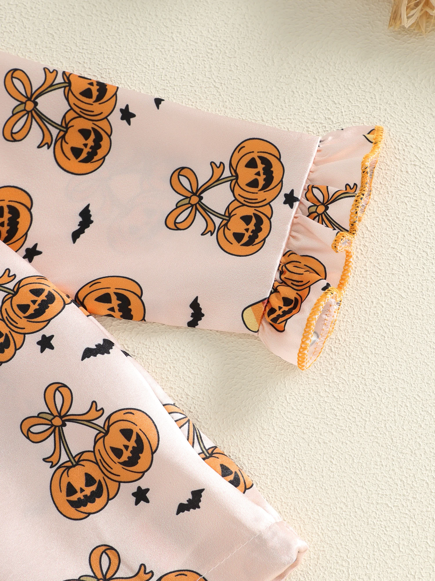 Girls Halloween Pajamas Kids Shirt Elastic Shirt Elastic Up Pumpkin-Print-Button Girls Halloween Kids Girls Halloween