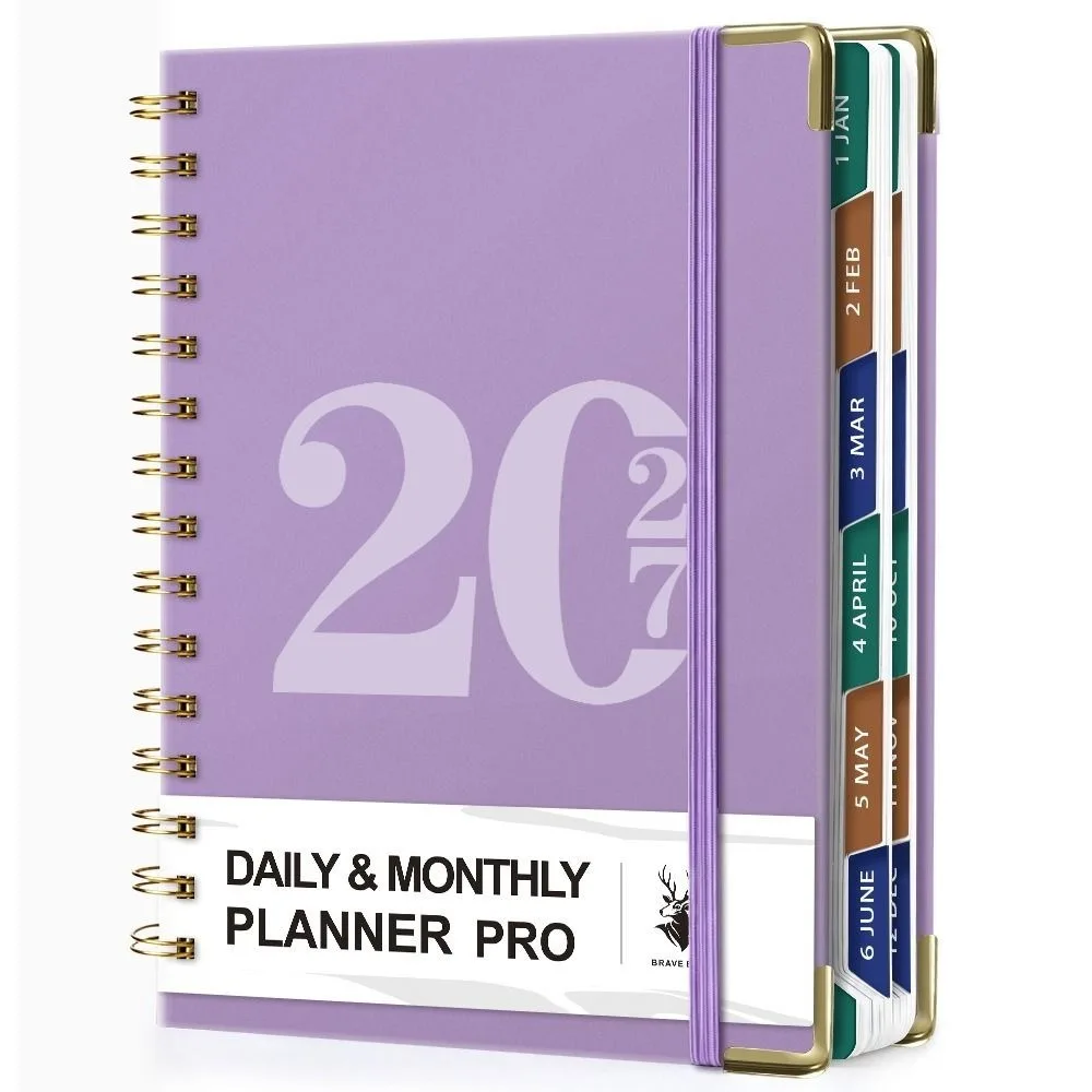 Index Tags 2027 Planner Notebook A5 Size Spiral Binding Coil Diary Book Clock In Function Simple Design Yearly Schedule Planner