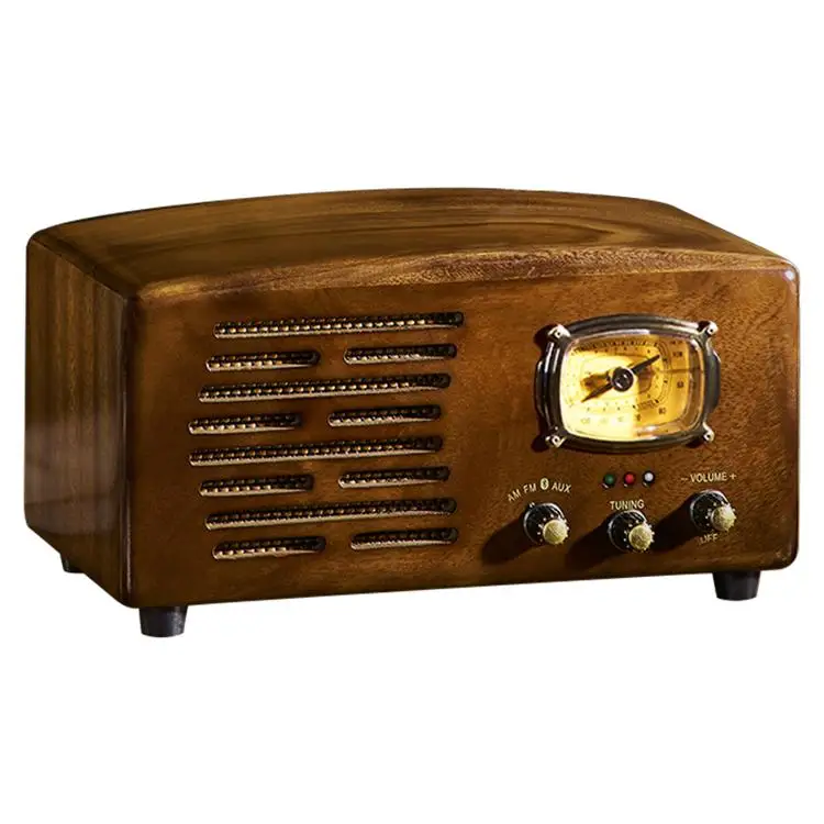 

Oldest Fashionable Type Solid Wood Home Analog Radio with Stereo Speaker USB TF Slot