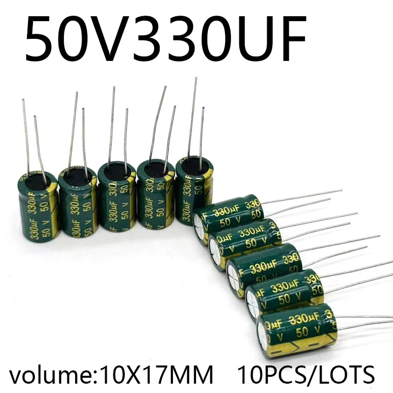 10pcs/lots 50V330UF 10*17MM high frequency low impedance aluminum electrolytic capacitor 50v330uf